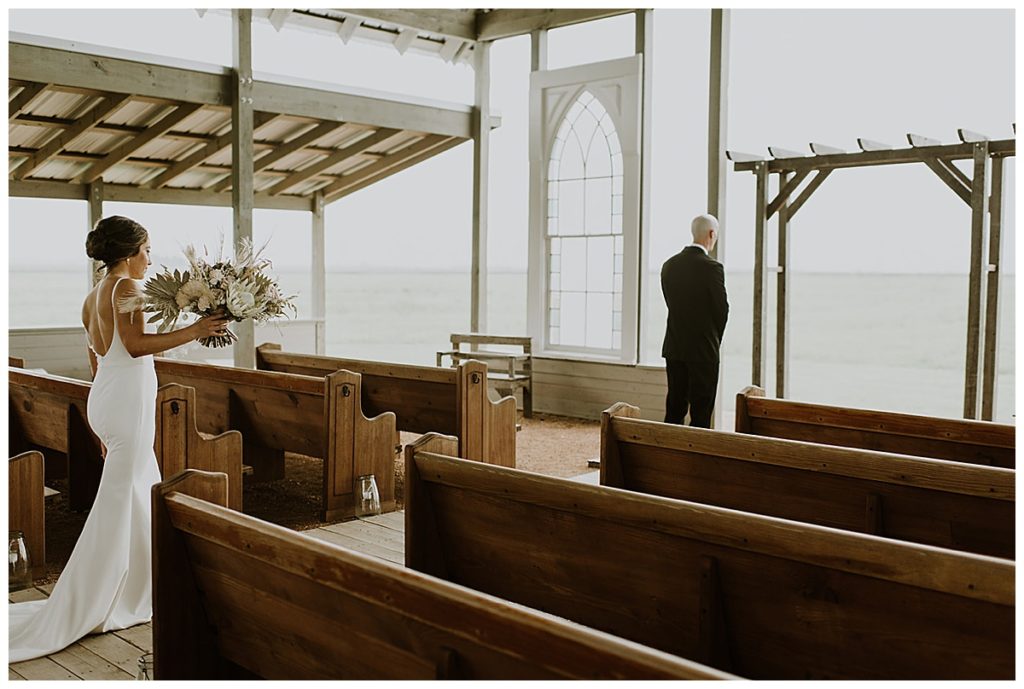 bride and groom first look in new braunfels