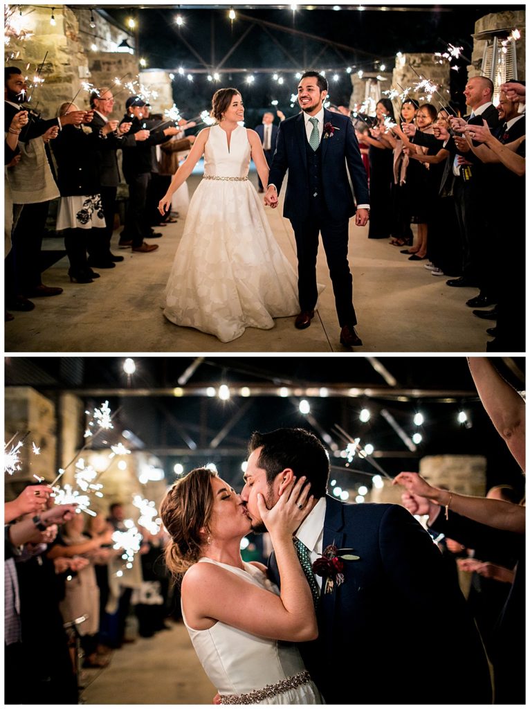 bride and groom sparkler exit at Park31