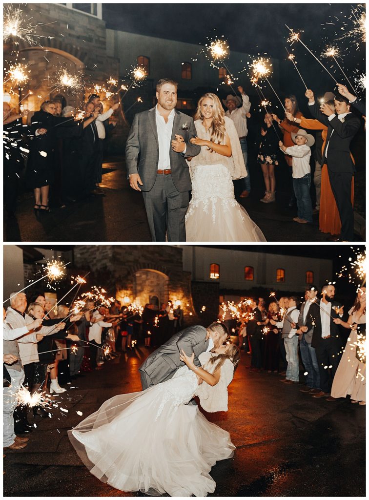 sparkler sendoff for bride and groom