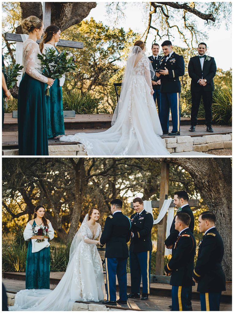 bride and groom exchange vows at ceremony