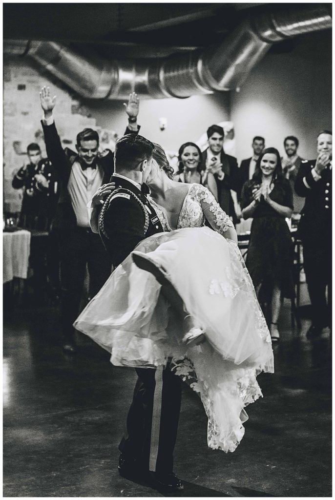 bride and groom during reception