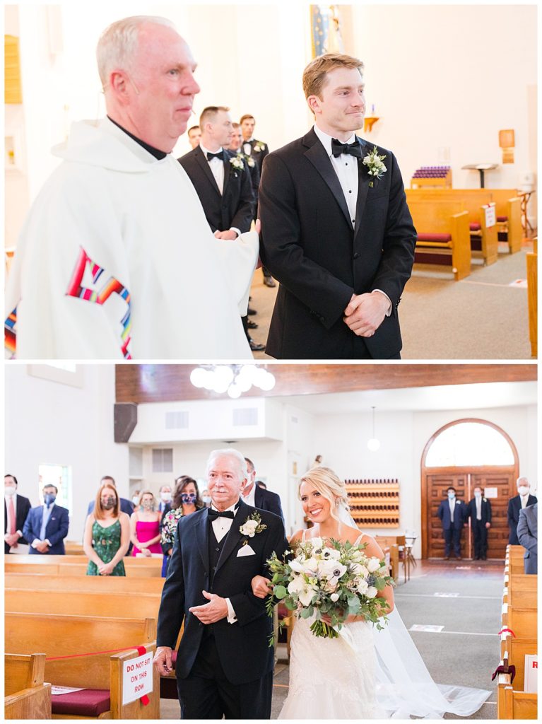 bride walking down the aisle to groom