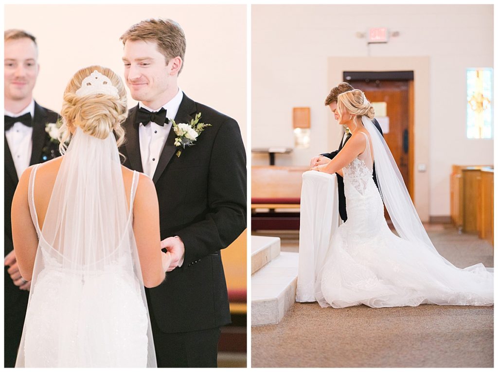 bride and groom ceremony in church