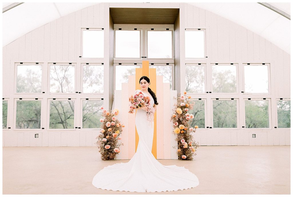 ceremony backdrop in greenhouse venue