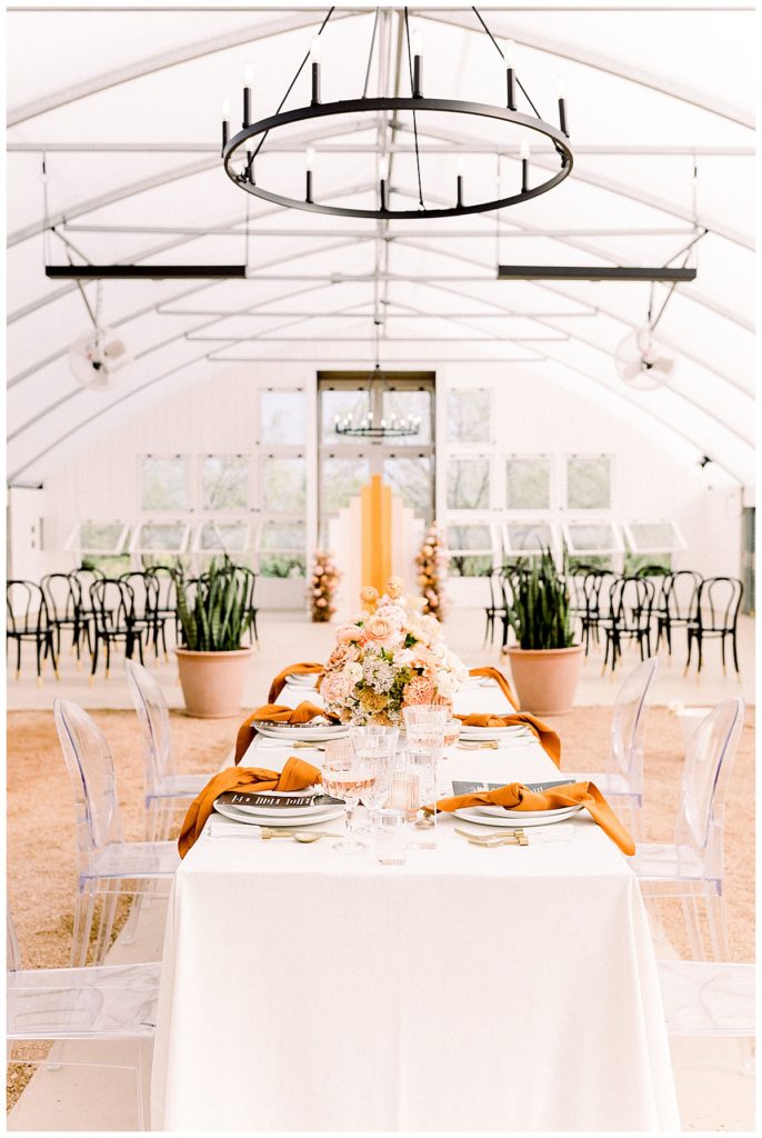 table design inside greenhouse venue