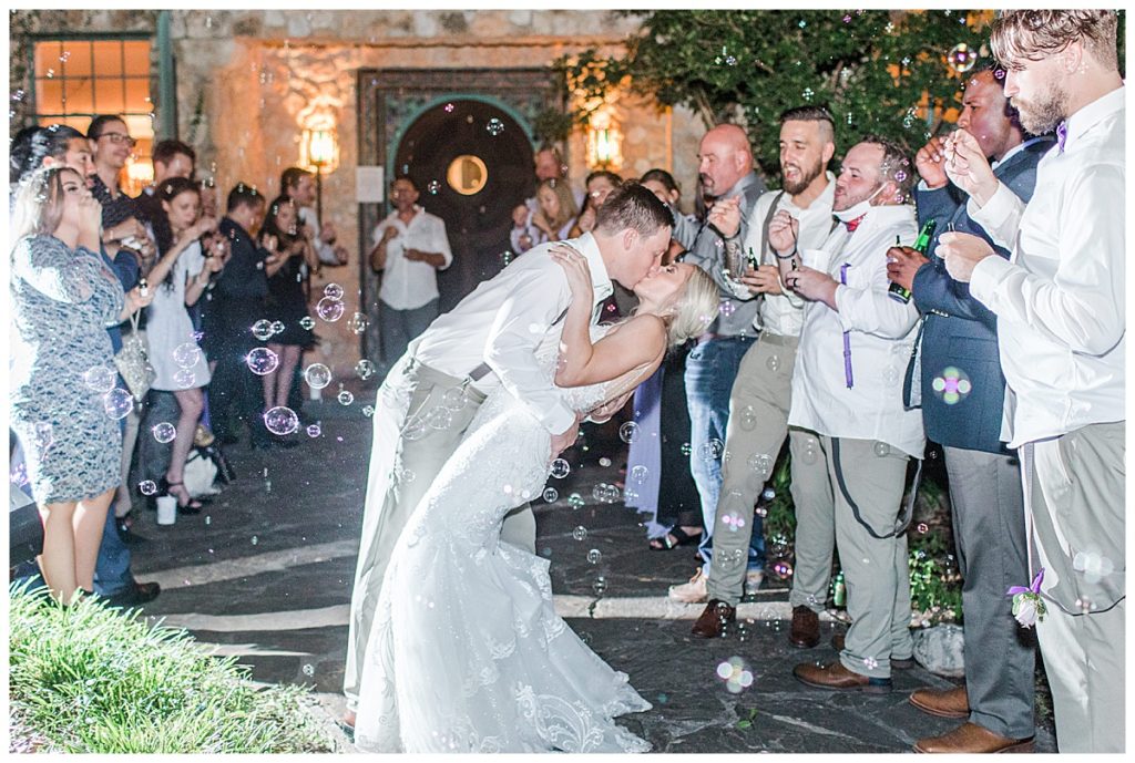 bride and groom bubble sendoff in San Antonio