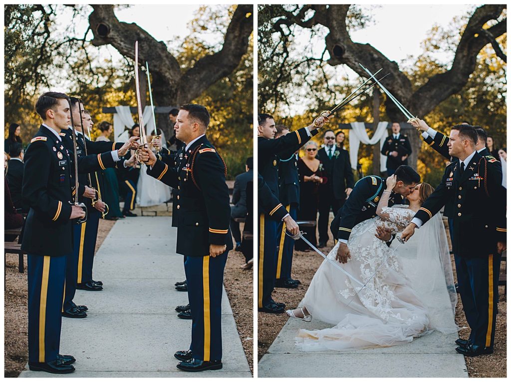 bride and groom saber arch at Park31