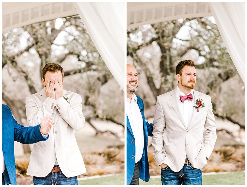 groom reaction to bride walking down the aisle