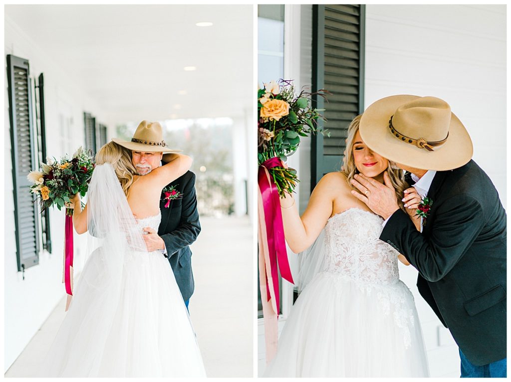 bride first look with dad at Kendall Point venue