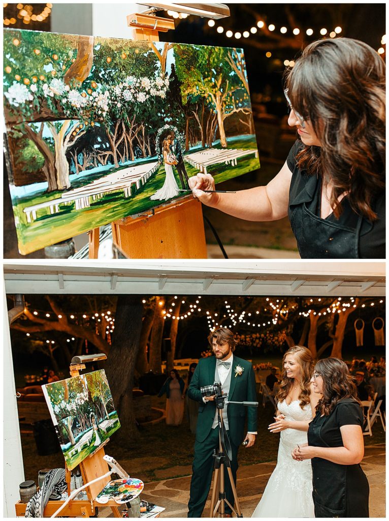 live wedding painter at wedding venue in boerne