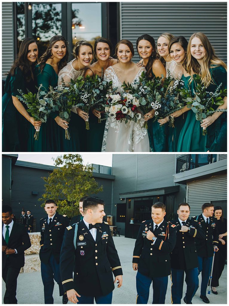 bridal party photos for December wedding