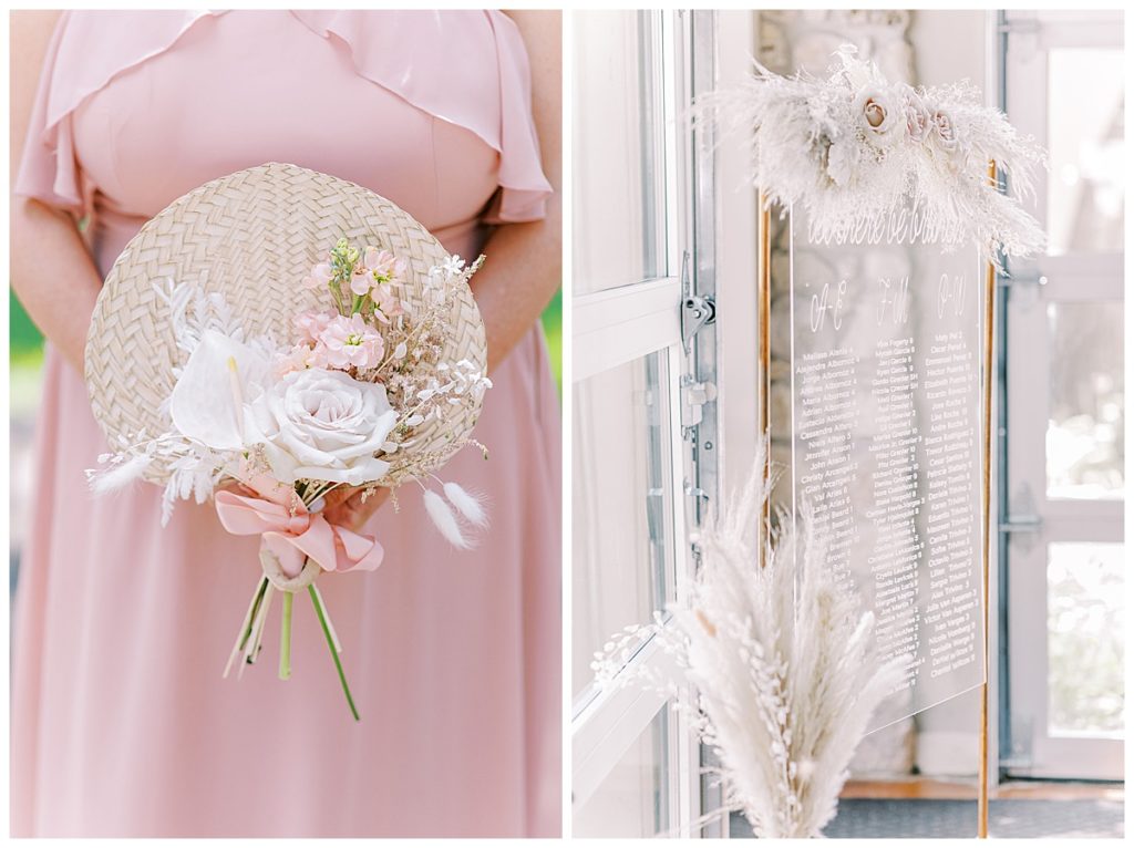 boho fan bridesmaid bouquet with dried flowers