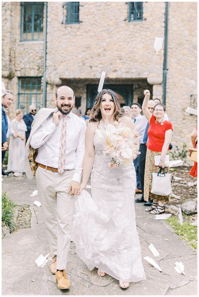 paper airplane sendoff for wedding