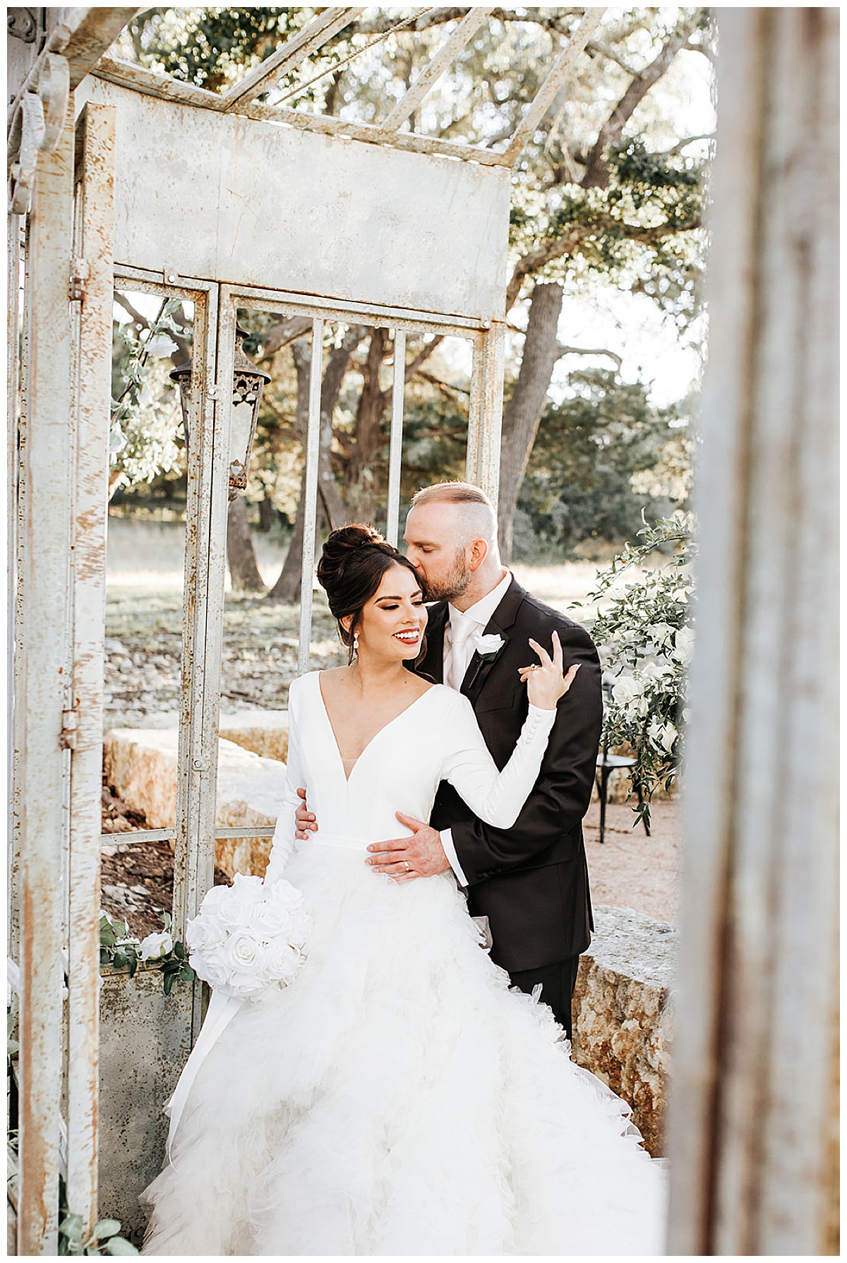 bride and groom embrace at Park31 venue