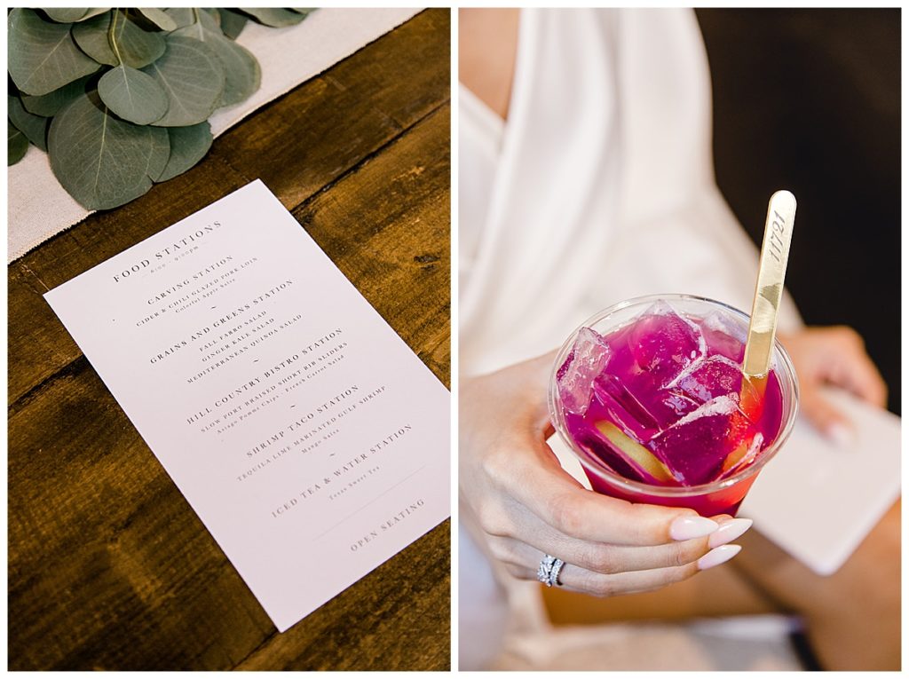 custom wedding cocktail and dinner menu