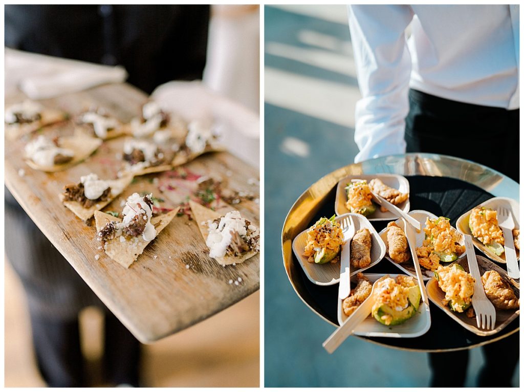 appetizers displayed during cocktail hour