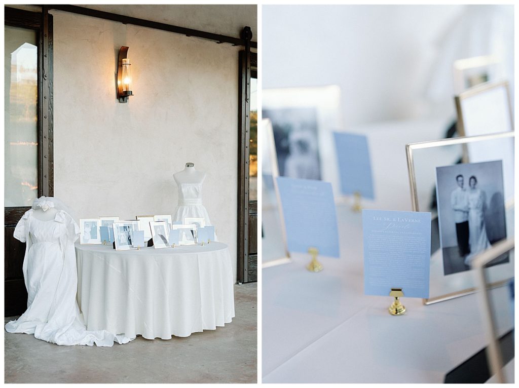 family wedding dress heirlooms displayed